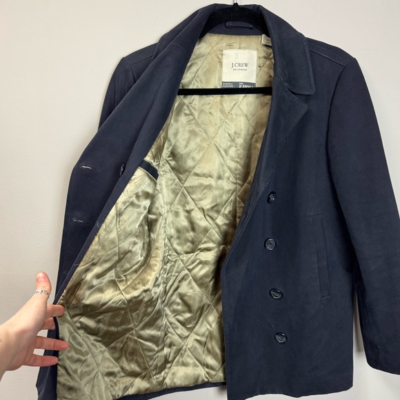 J. Crew Durable Outerwear Navy Double Breasted Coat sz XS - Picture 4 of 6